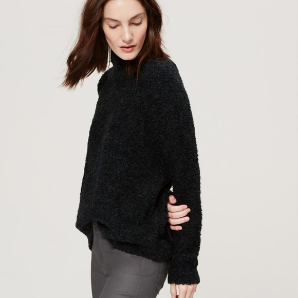 NWT Loft Slouchy Boucle Turtleneck XL Green - Picture 1 of 5